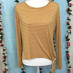Olivia Rae Side Tie Striped Long Sleeve T-Shirt XL